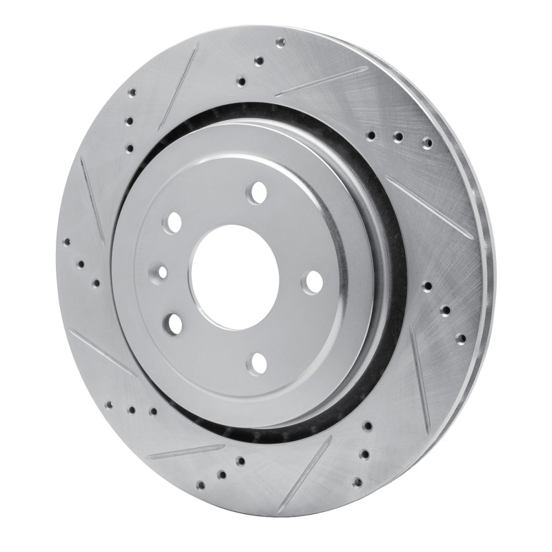 Chevrolet Corvette Brake Rotor (1) - Rear Left - R1 Concepts - Drilled & Slotted - Silver - `14-`19